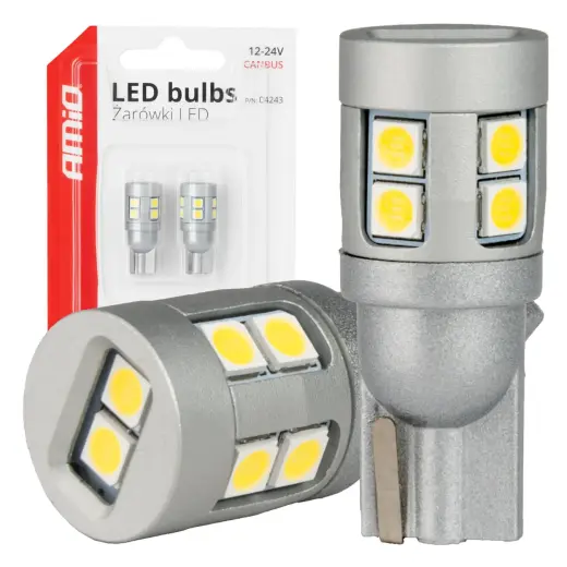 LED bulbs CANBUS T10 W5W 12 SMD 3030 White 12V 24V AMIO-04243