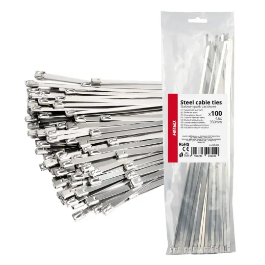 Stainless steel metal clamps 4.6x350mm 100 pcs. AMIO-04324