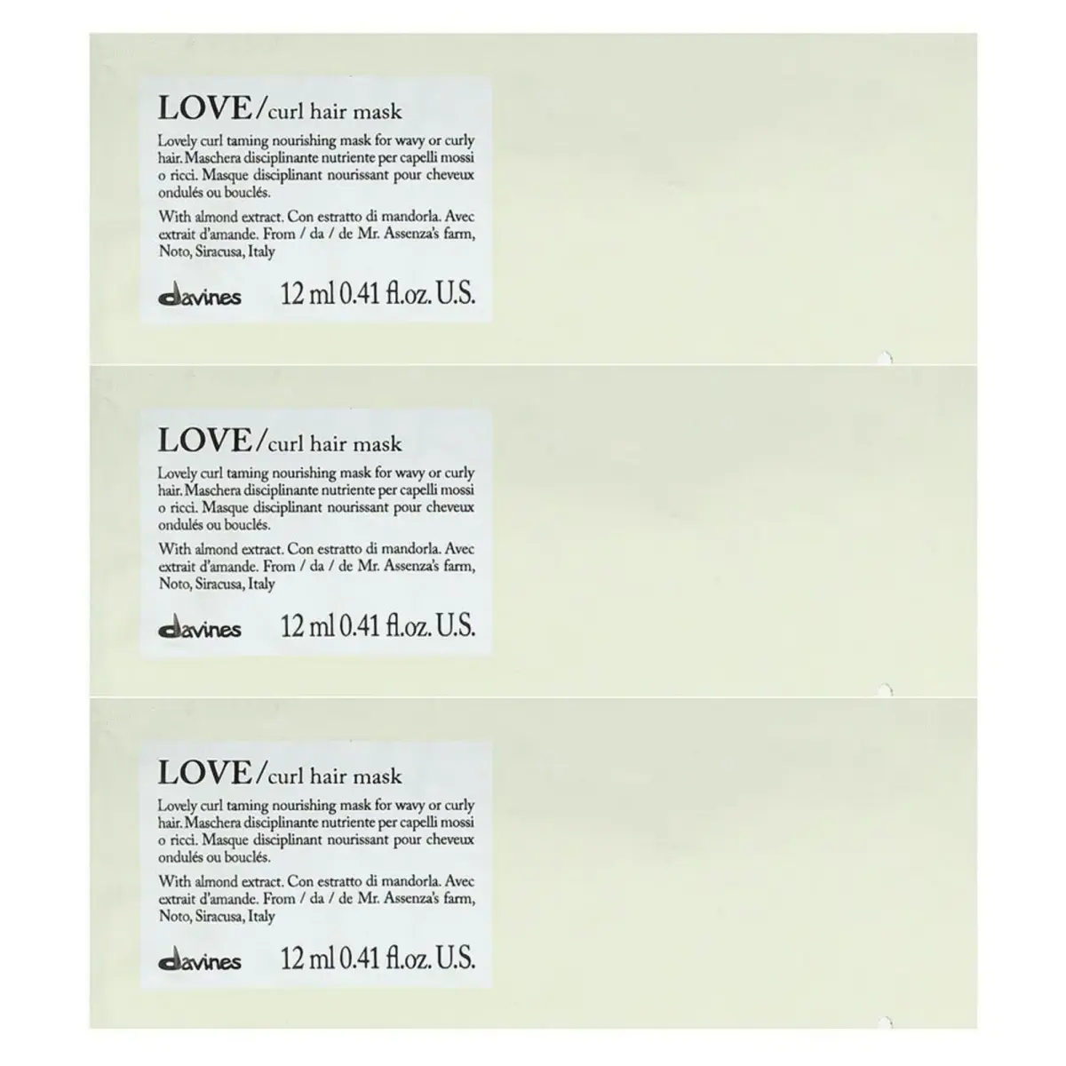 Davines, Love, Hair Treatment Cream Mask, 12 pcs, 12 ml
