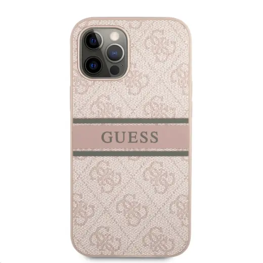 GUHCP12L4GDPI Guess PU 4G Printed Stripe Case for iPhone 12 Pro Max Pink