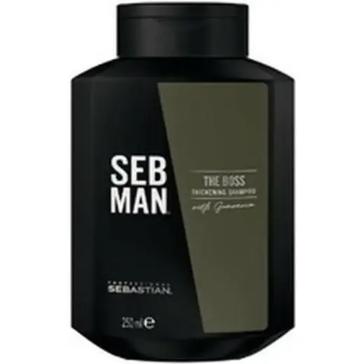 Sebastian, Shampoo, Professional - SEB MAN the Boss Shampoo per Capelli Fini (shampoo Addensante) - Volume: 250 Ml (250ml, Shampoo Liquido)