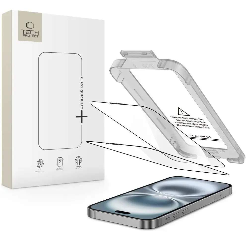 SZKŁO HARTOWANE TECH-PROTECT QUICK SET+ 2-PACK IPHONE 17 BLACK