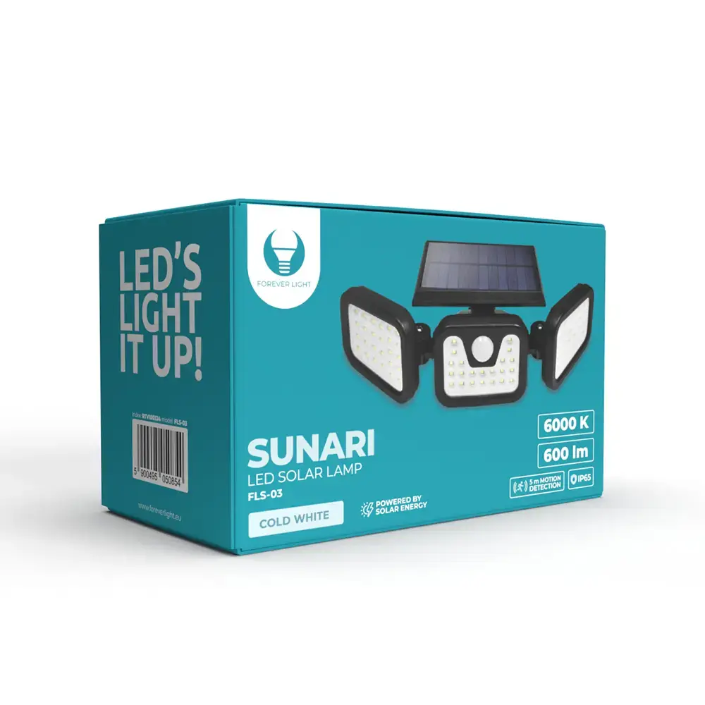 Forever Light Solar LED Lamp SUNARI FLS-03 74*SMD PIR 8W 600lm 6000K 2400mAh Li-Ion