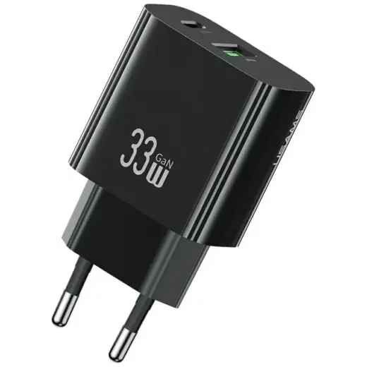 USAMS tīkla lādētājs CC317 T65 33W | 1xUSB-C 1xUSB-A ātrā uzlāde melns