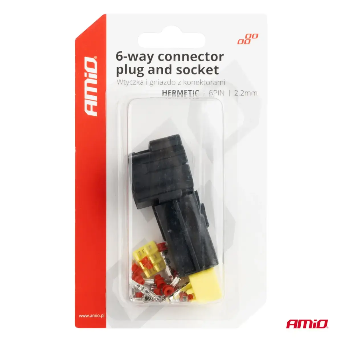 Connector plug and socket set 6 PIN 2.2mm AMIO-04349