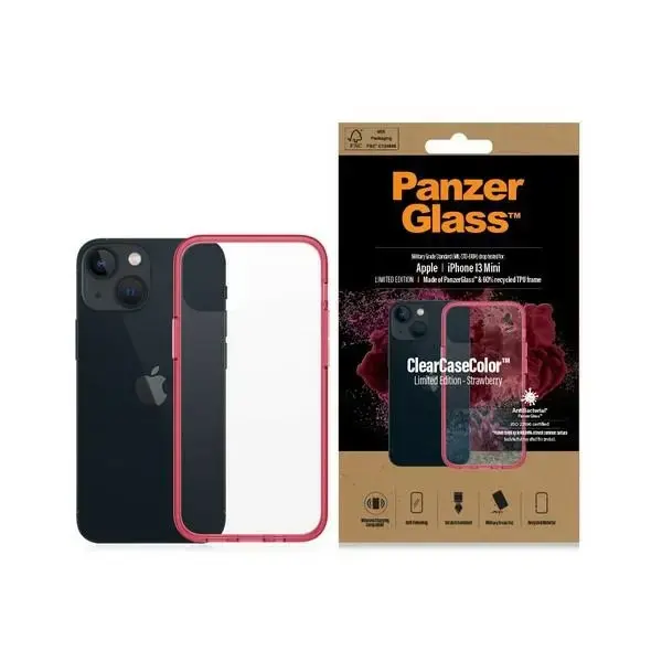 PanzerGlass ClearCase iPhone 13 Mini 5.4" Antibacterial Military grade Strawberry 0330