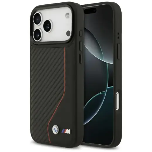BMW M Carbon Line & Logo phone case with MagSafe support for iPhone 17 Pro Max red