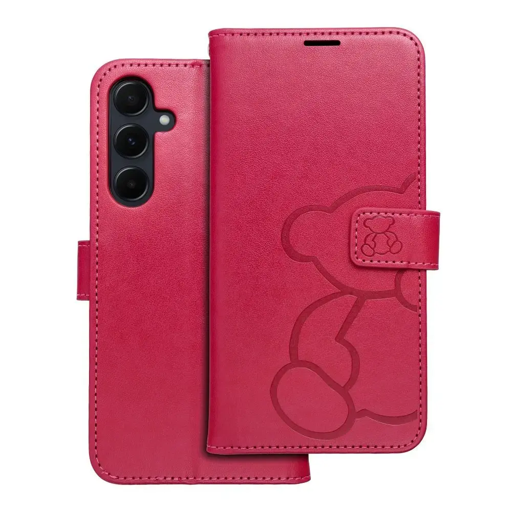 MEZZO teddy bear чехол-книжка для телефона Samsung Galaxy A55 5G (A556) розовый (плюшевый мишка)