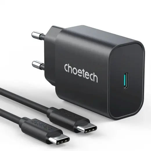 Choetech fast PPS Power Delivery 25W 3A wall charger + USB Type C cable 2m black (PD6003)