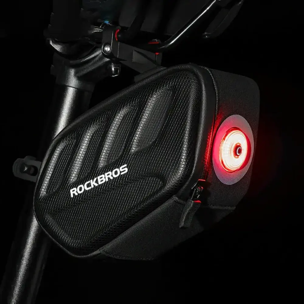 Torba rowerowa Rockbros C61 podsiodłowa z inteligentną lampką tylną 0,45 l - czarna