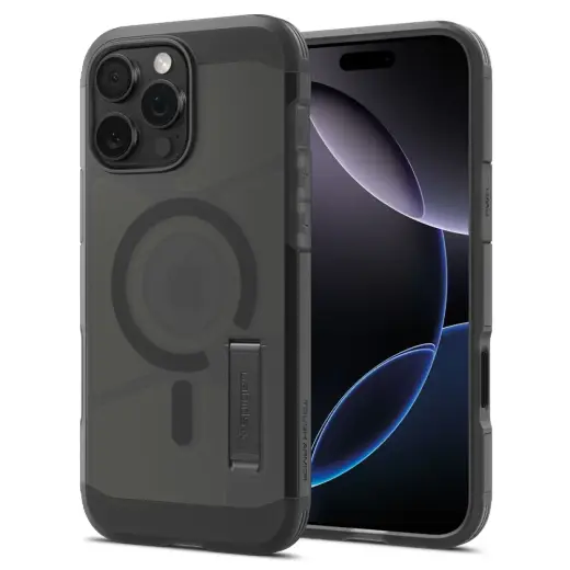 SPIGEN Tough Armor T MagSafe telefono dėklas, skirtas iPhone 16 Pro Max, šerkšno juodos spalvos