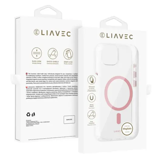 Liavec Glossy telefoni ümbris MagSafe toega iPhone 15 roosa