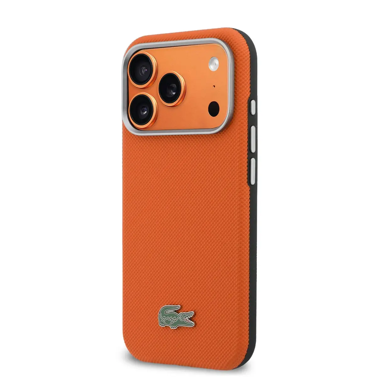 Lacoste PVC Petit Pique Semi Wrap MagSafe Case for iPhone 17 Pro Orange