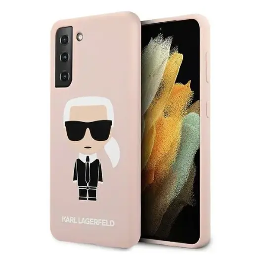 Karl Lagerfeld KLHCS21MSLFKPI S21+ G996 hardcase jasnoróżowy|pink Silicone Iconic