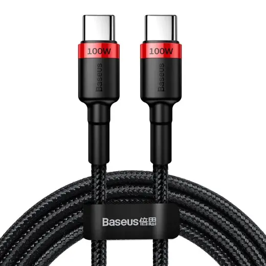Baseus Cafule data transfer and charging cable | USB-C to USB-C | 100W | 2m | red, black