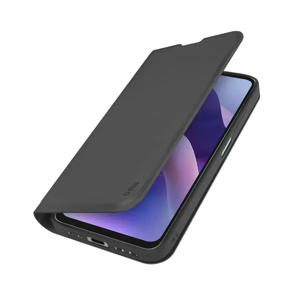 SBS Wallet Smooth Case for Motorola Moto G56 with Flip Cover - Black
