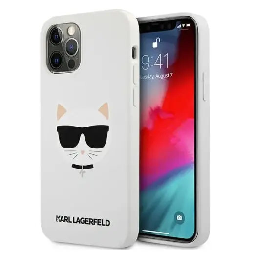 KLHCP12LSLCHWH Karl Lagerfeld Choupette Head Silicone Case for iPhone 12 Pro Max 6.7 White