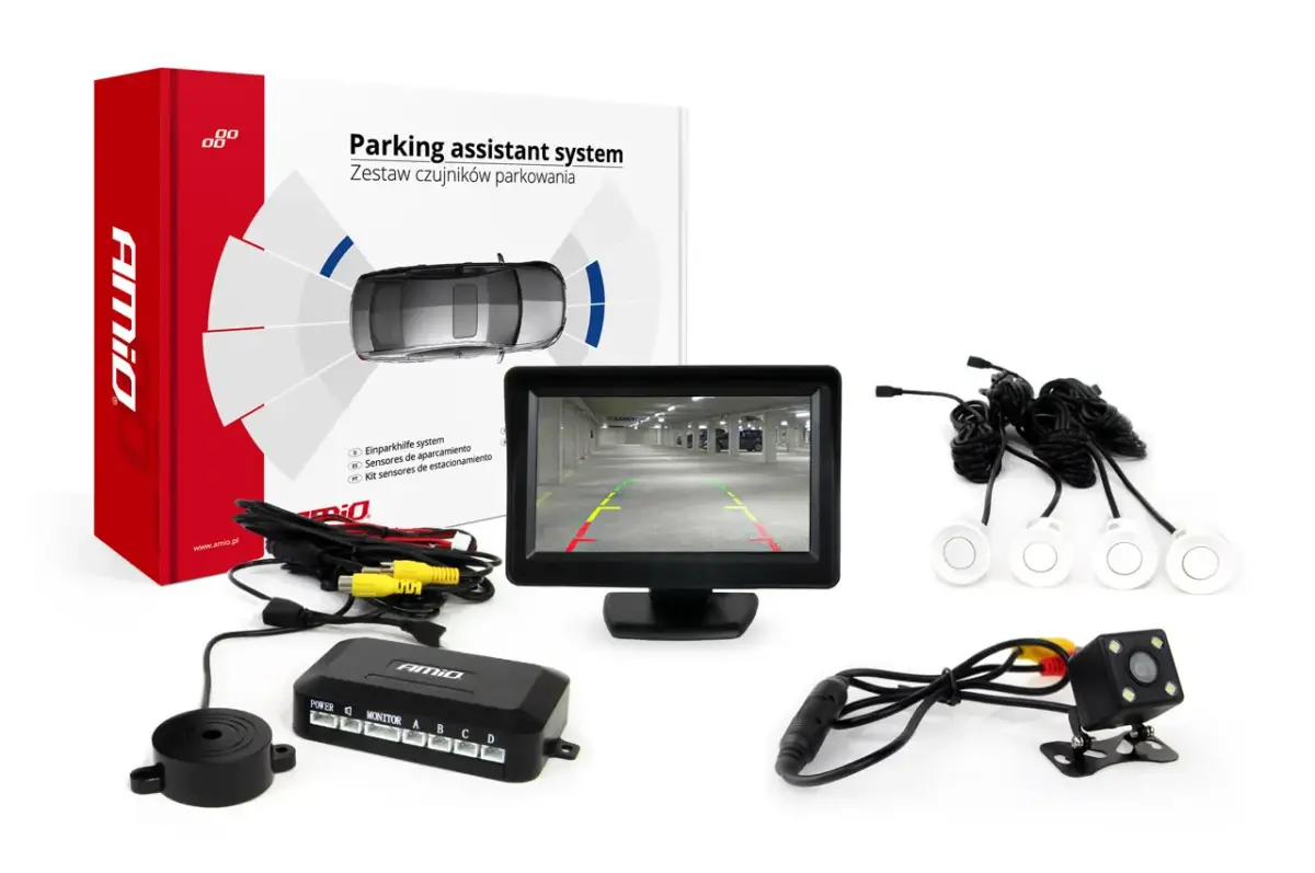 Parking assistant system TFT01 4,3" with HD 315 LED 4 sensors white