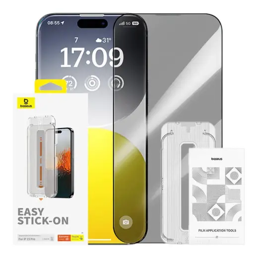 Baseus Privacy Protection rūdīts stikls Safīra priekš iPhone 15 Pro