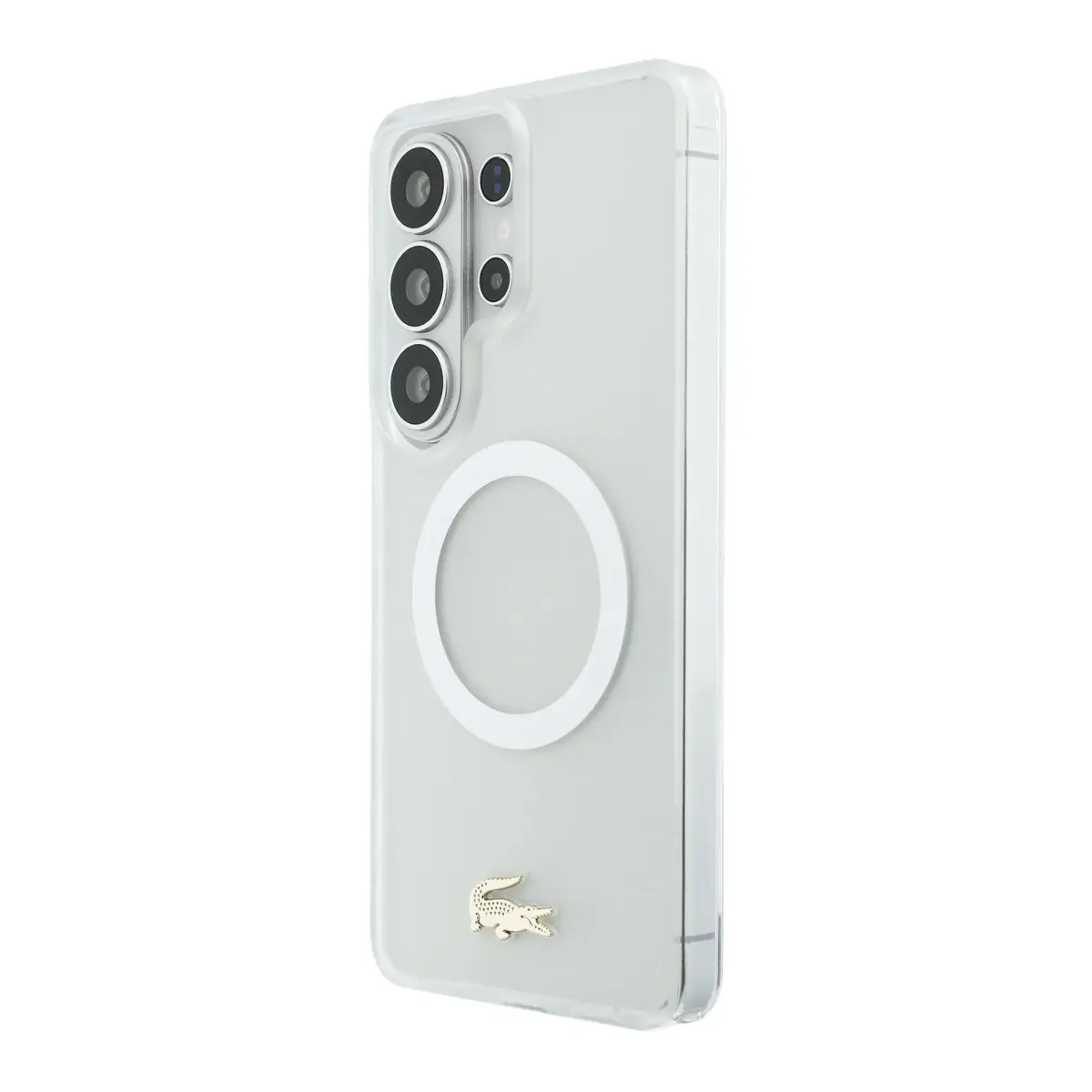 Lacoste PC/TPU Frosted Finish Gold Logo phone case with MagSafe support for Samsung Galaxy S26 Ultra (S948) white