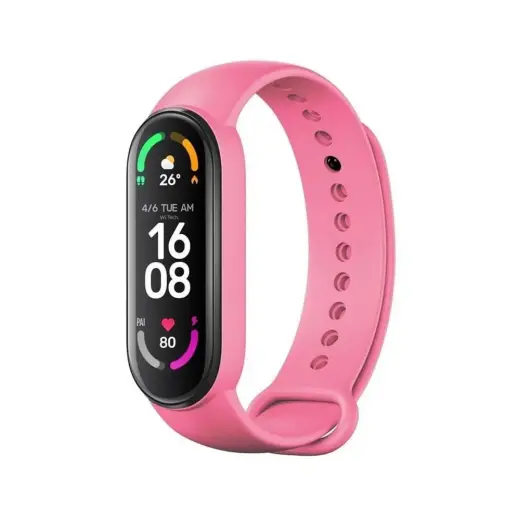 Ремешок для умных часов Xiaomi Mi Band 5/6/7 | силиконовый | розовый