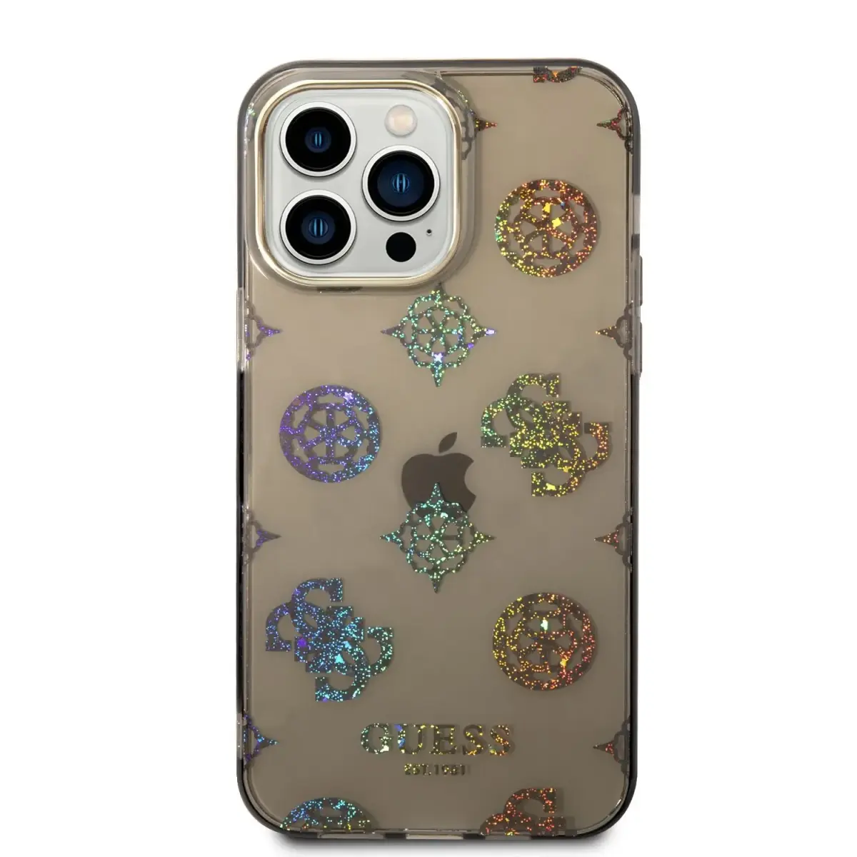 Guess PC|TPU Peony Glitter Case for iPhone 14 Pro Max Black
