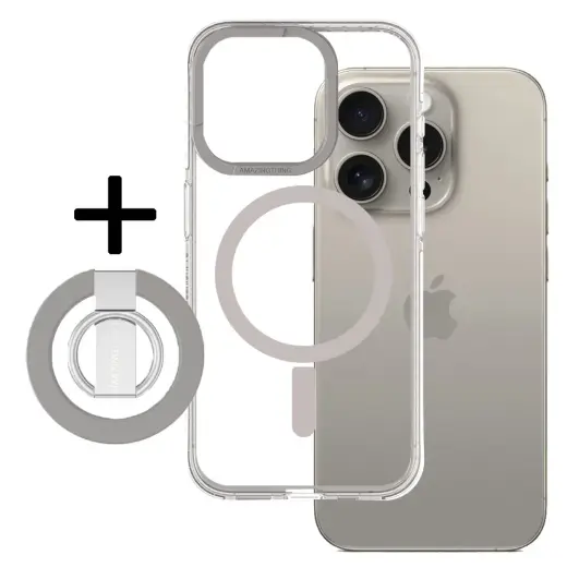 Amazing Thing Titan Pro Mag Ring Grip Case 10FT IP156.7PTRGY for Iphone 15 Pro Max titanium