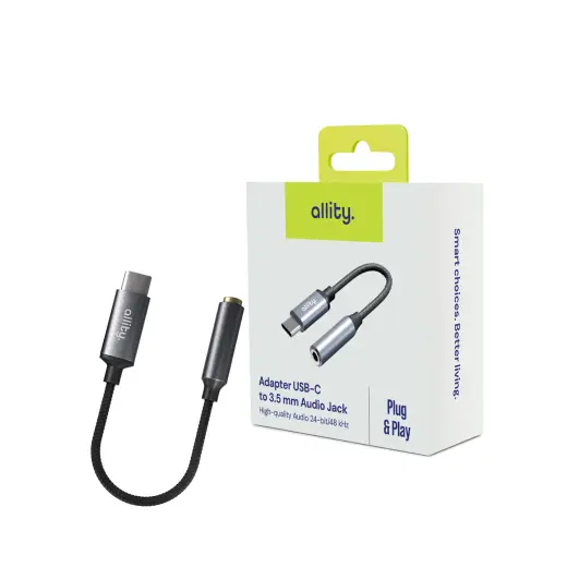 Allity adapter ABA-200 USB-C to jack 3,5mm grey