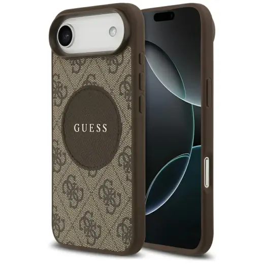 Guess 4G Circle Classic Logo maciņš ar MagSafe atbalstu telefonam iPhone 17 Air brūns