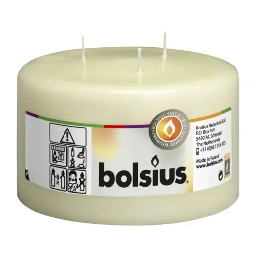 Svece cilindrs ar 3 degļiem Mamoth Ø100x150mm bēša 