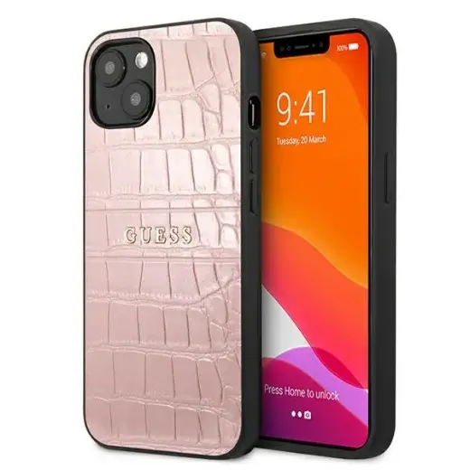 Guess GUHCP13SPCRBPI iPhone 13 mini 5,4" różowy|pink Croco Strap Collection