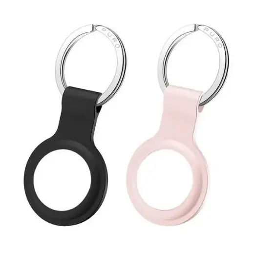 Puro ICON Case AirTag silicone x2 czarny i piaskowo różowy|black and sand pink ATKIT3 (zestaw 2 szt)