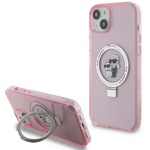 Karl Lagerfeld KLHMP15MHMRSKCP iPhone 15 Plus | 14 Plus 6.7" różowy|pink hardcase Ring Stand Karl&Choupettte MagSafe