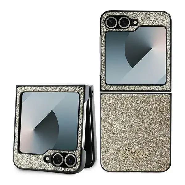 Guess 4G Glitter Script Case for Samsung Galaxy Z Flip 6 - Gold