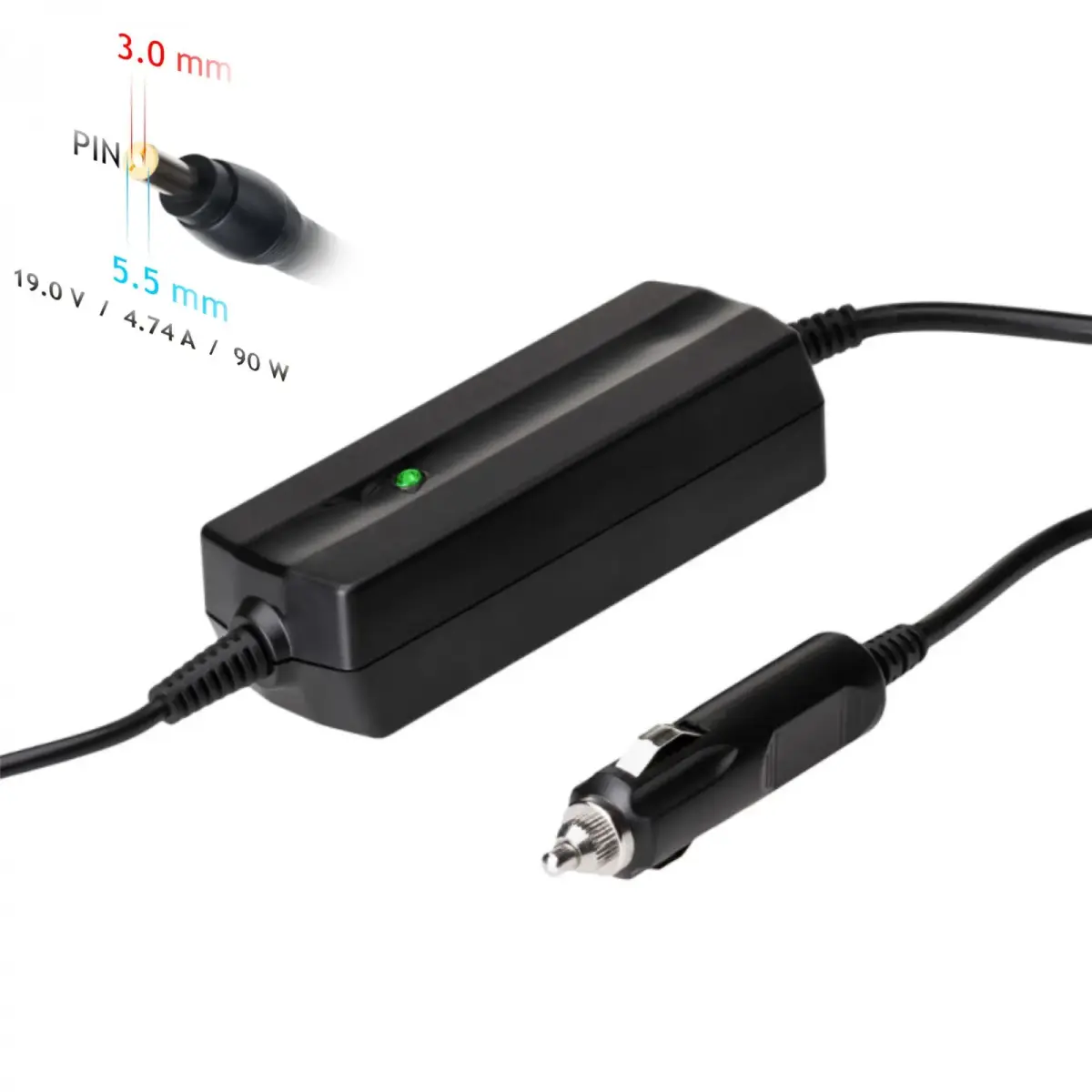 Car notebook power supply Akyga AK-ND-37 19V | 4.74A 90W 5.5 x 3.0 mm + pin SAMSUNG 1.2m