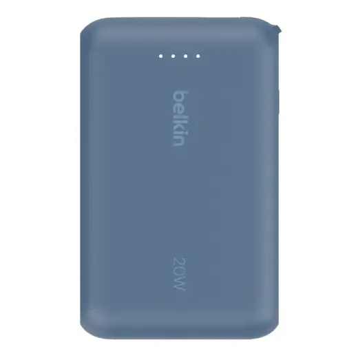 Ārējais akumulators BoostCharge 10k mAh 20w ar integrētu kabeli-C, portu-C, zils