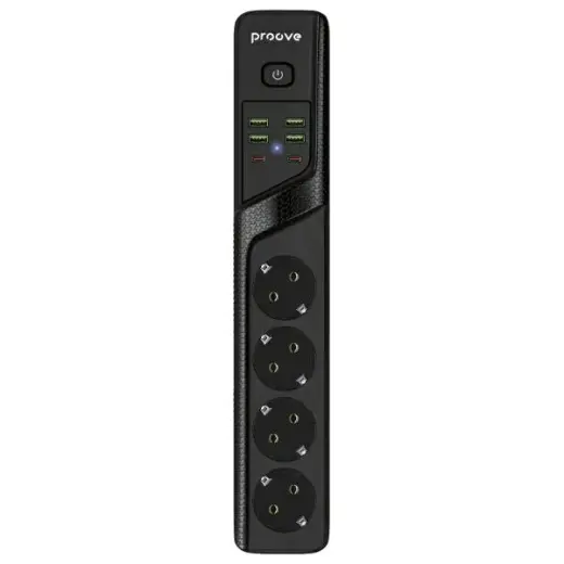Proove Power Strip 2m 3000W Power Socket P-04 (4xAC + 4xUSB + 2xType-C) black