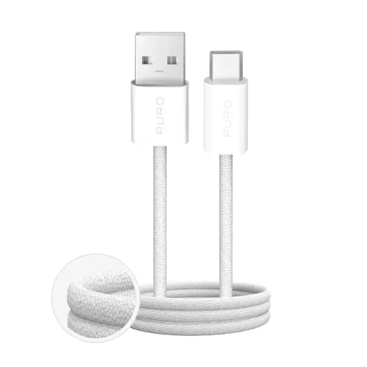 Puro Fabrik 2.0 data transfer and charging cable | USB-A to USB-C | 10W | 1.5m | white