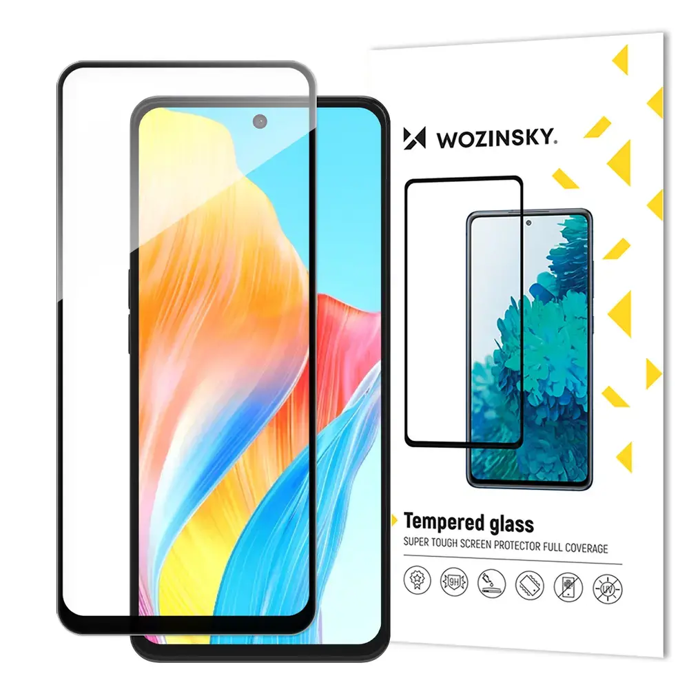 Durable Wozinsky Full Glue Full Screen Tempered Glass with Frame for Oppo A98 5G - Black
