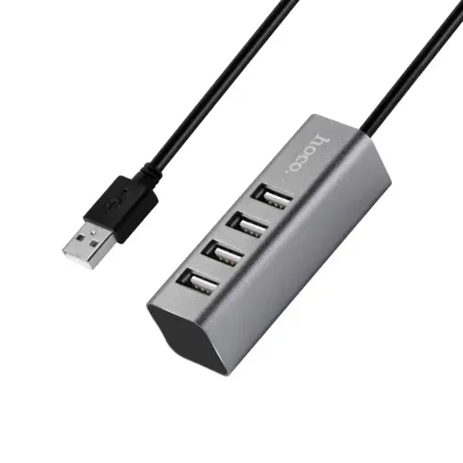 HOCO HUB HB1 USB 1 x 4 Sadalītājs pelēks