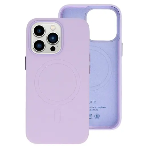 Leather telefono dėklas su MagSafe palaikymu iPhone 15 Plus violetinis
