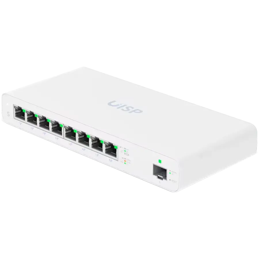 Ubiquity Switch (8) GbE RJ45 ports with 27V passive PoE output,1 SFP port