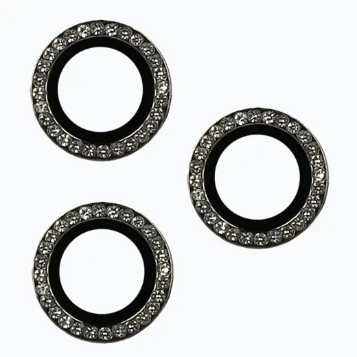 Tempered Glass HARD DIAMOND for camera (LENS) for Iphone 15 Pro/15 Pro Max black (lens 3 pieces)