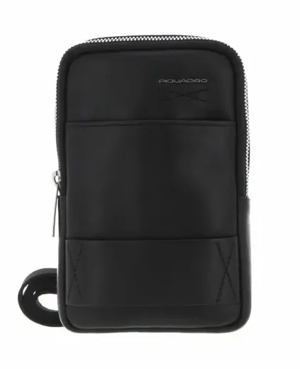 Piquadro, Obidos, Leather Crossbody Bag, Black, For Men