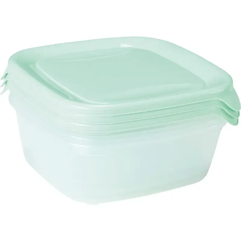 Pārtikas trauciņu komplekts 3 gab. kvadrāts 3x0,8L Fresh&Go zaļš
