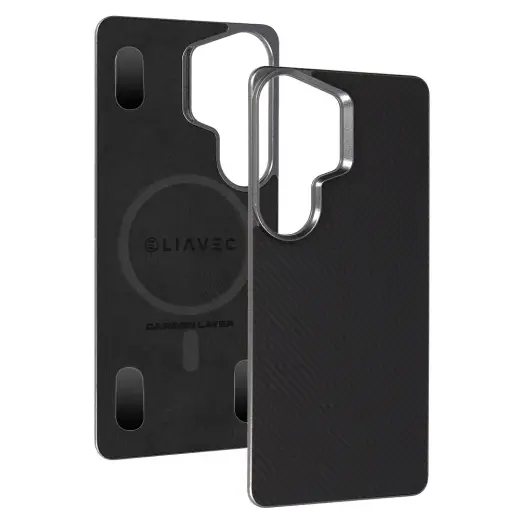 Liavec Carbon Layer telefono dėklas su MagSafe palaikymu Samsung Galaxy S26 Ultra (S948) juodas