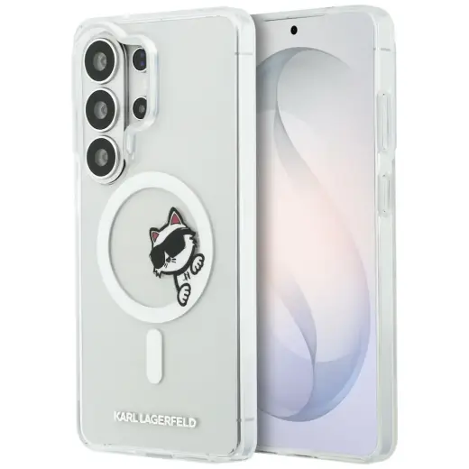 Karl Lagerfeld IML Peekaboo Choupette maciņš ar MagSafe atbalstu telefonam Samsung Galaxy S26 Ultra (S948) caurspīdīgs
