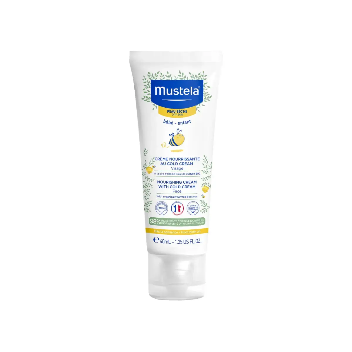 Mustela , Cold Cream, Natural Beeswax, Nourishing, Cream, For Face, 40 ml
