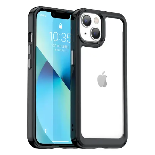 Outer Space ciets maciņš telefonam ar gēla rāmi iPhone 14 Plus melns