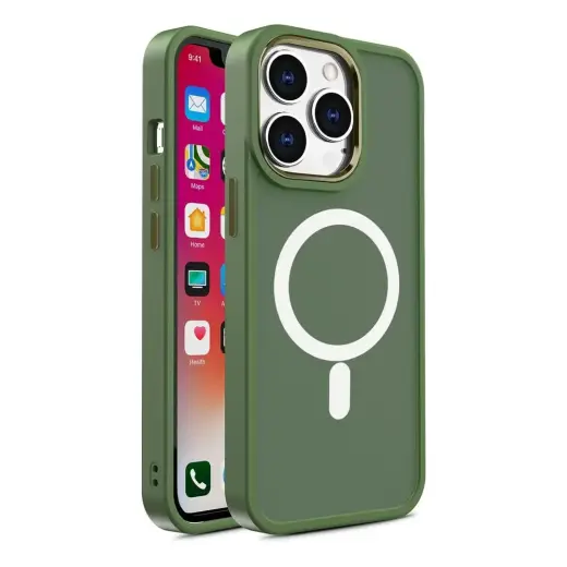 Magnetic Color Matte phone case for iPhone 15 Plus green
